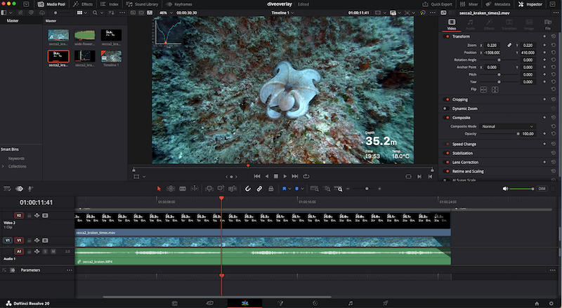 Editing the video in DaVinci Resolve